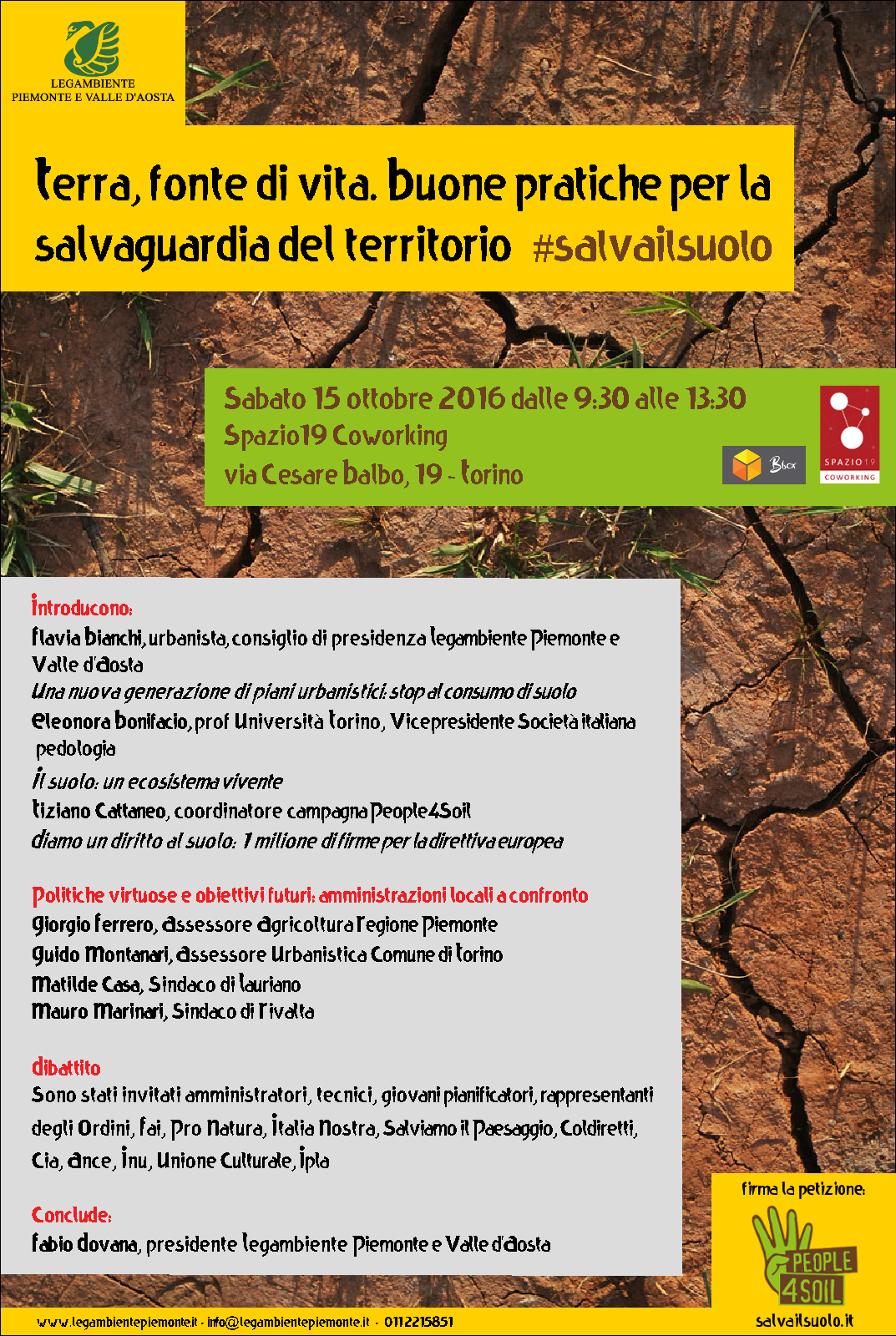 Terra, fonte di vita. Buone pratiche per la salvaguardia del territorio. Appuntamento sabato 15 ottobre Terra, fonte di vita. Buone pratiche per la salvaguardia del territorio. Appuntamento sabato 15 ottobre